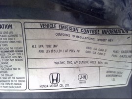 2010 HONDA INSIGHT, EX, 1.3L, HYBRID, AT.  A25060